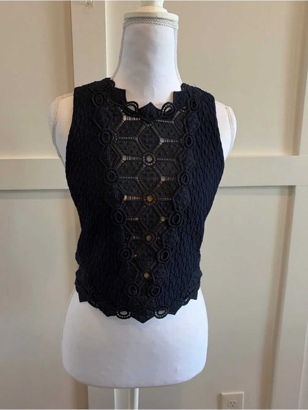 Rebecca Taylor Navy Blue Crepe Blouse- $325 MSRP - Hidden Back Zip - Picture 2 of 9